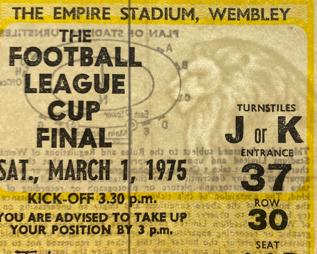 1975 ORIGINAL LEAGUE CUP FINAL TICKET ASTON VILLA V NORWICH CITY