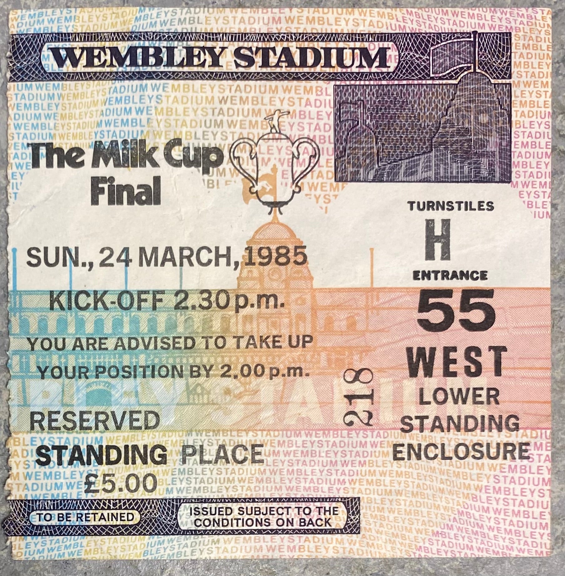 1985 ORIGINAL MILK CUP FINAL TICKET NORWICH V SUNDERLAND