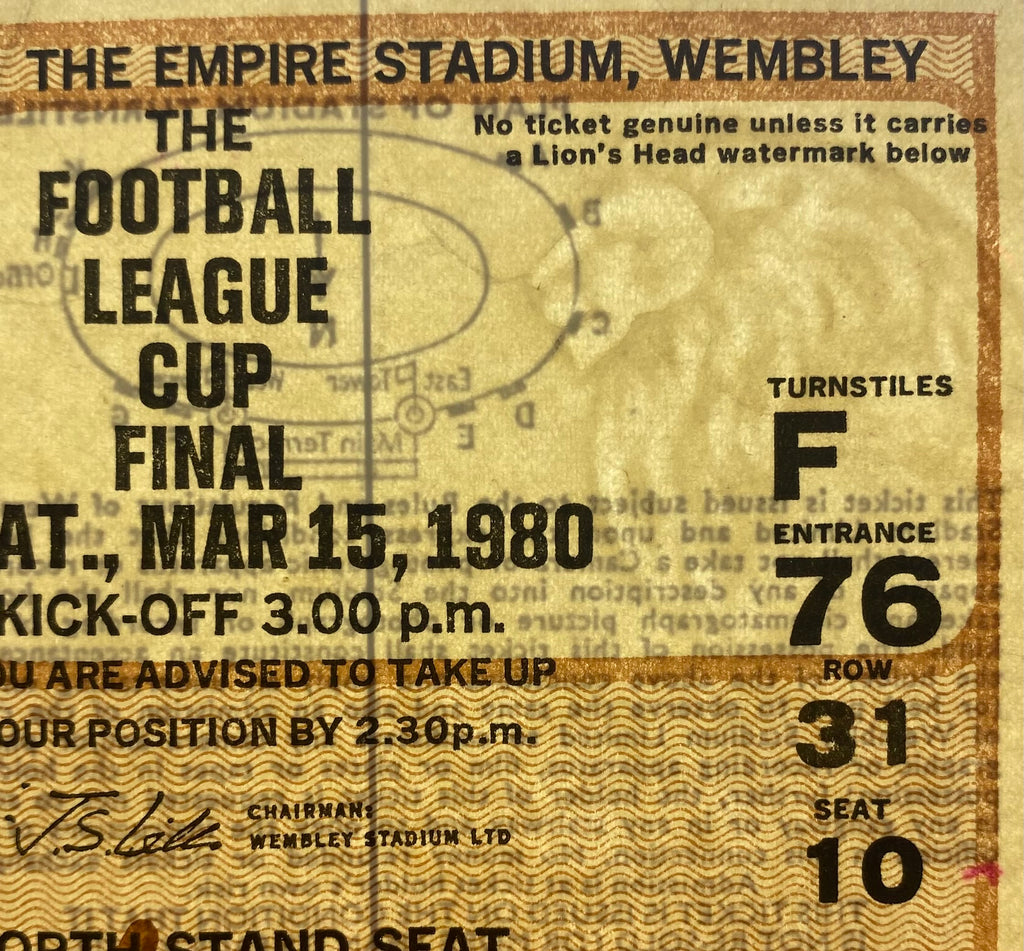 1980 ORIGINAL LEAGUE CUP FINAL TICKET NOTTINGHAM FOREST V WOLVERHAMPTON WANDERERS