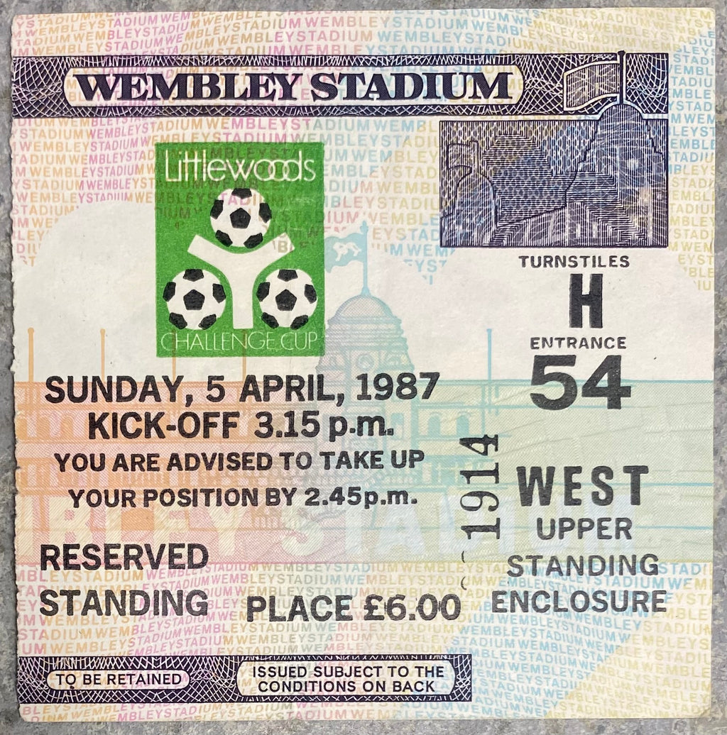 1987 ORIGINAL LITTLEWOODS CUP FINAL TICKET LIVERPOOL V ARSENAL