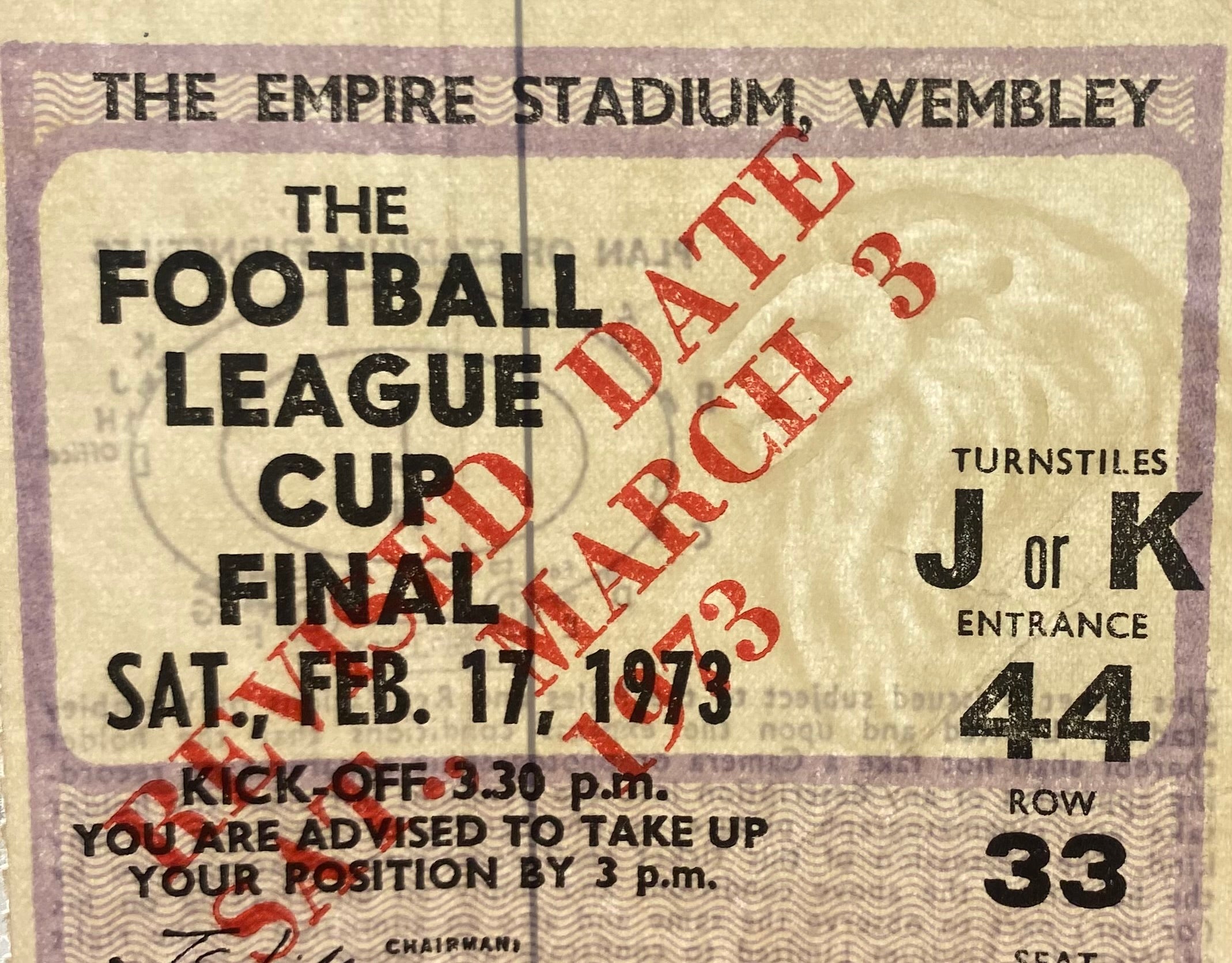 1973 ORIGINAL LEAGUE CUP FINAL TICKET TOTTENHAM HOTSPUR V NORWICH CITY