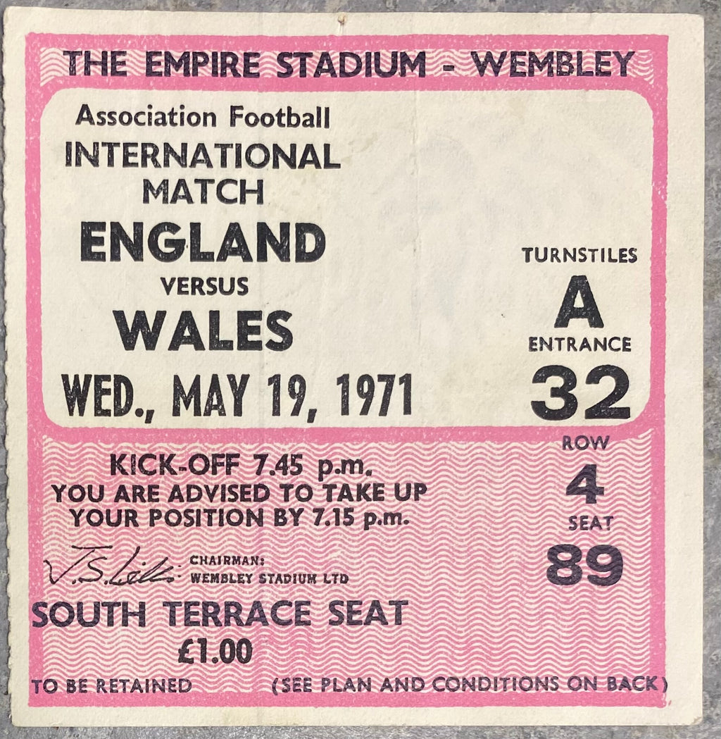 1971 ORIGINAL BRITISH HOME CHAMPIONSHIPS TICKET ENGLAND V WALES