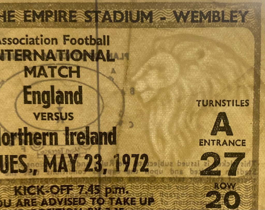 1972 ORIGINAL BRITISH HOME CHAMPIONSHIPS TICKET ENGLAND V NORTHERN IRELAND