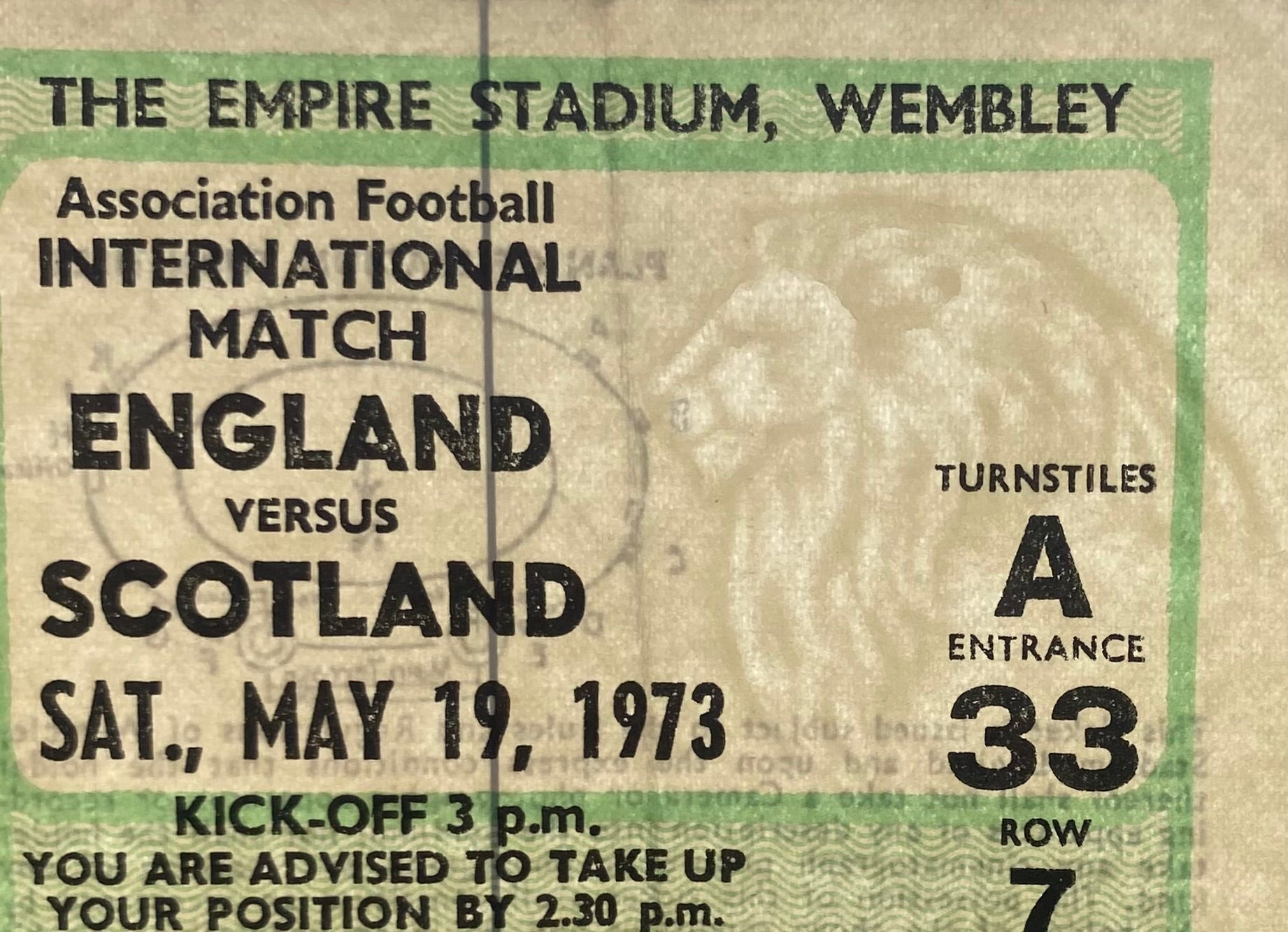 1973 ORIGINAL BRITISH HOME CHAMPIONSHIPS TICKET ENGLAND V SCOTLAND