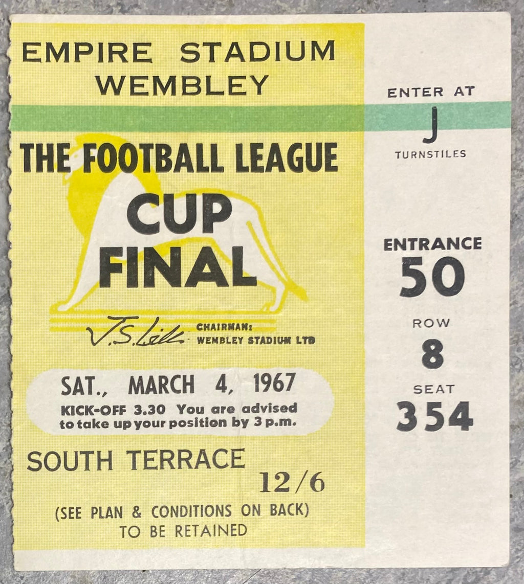 1967 ORIGINAL LEAGUE CUP FINAL TICKET QUEENS PARK RANGERS V WEST BROMWICH ALBION