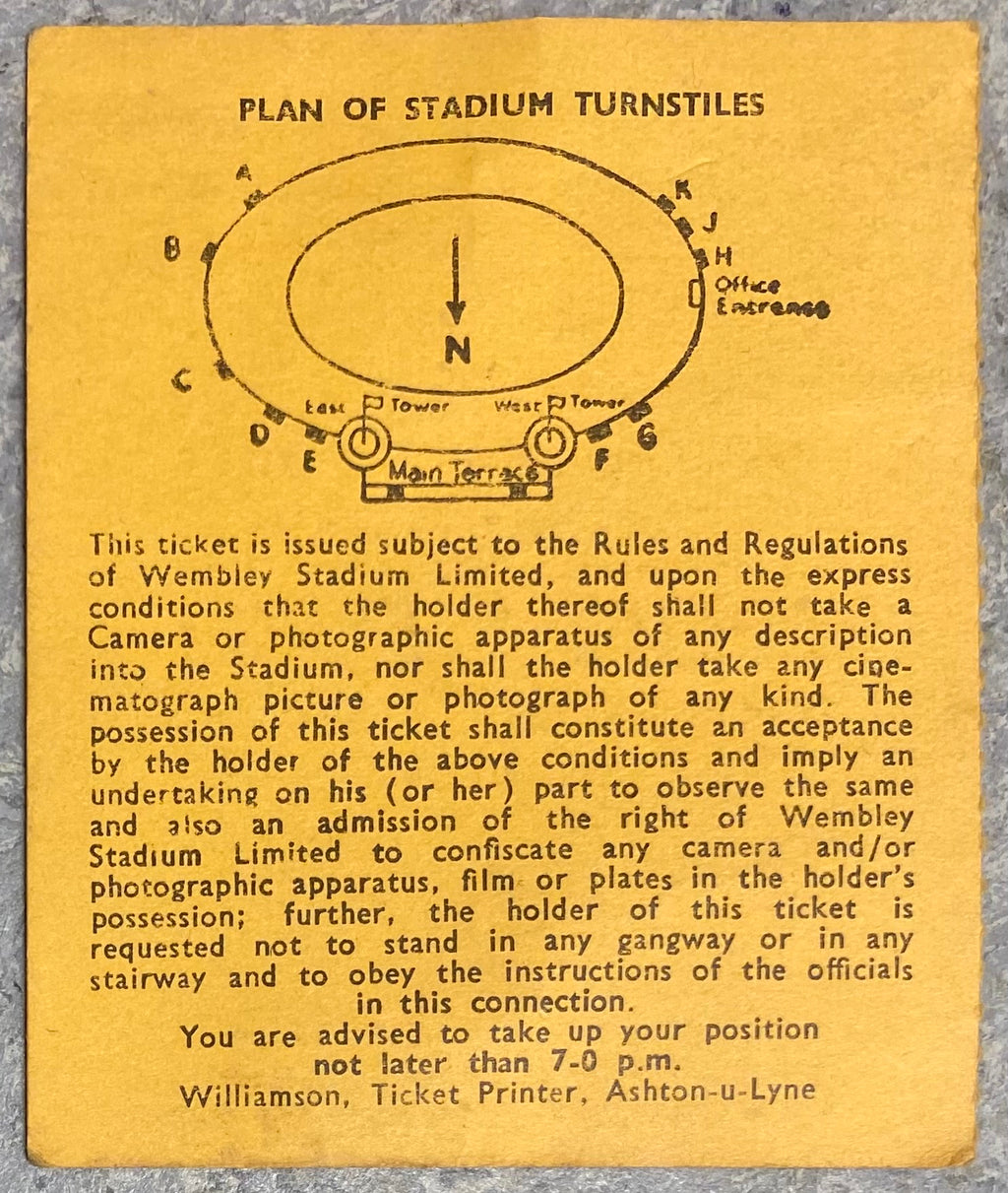 1964 ORIGINAL INTERNATIONAL TICKET ENGLAND V BELGIUM