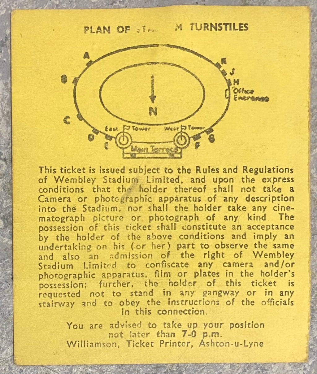 1964 ORIGINAL INTERNATIONAL TICKET ENGLAND V WALES