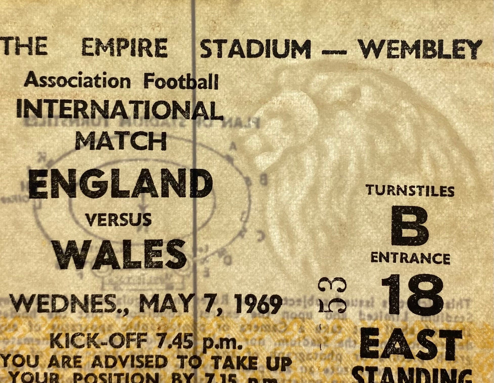 1969 ORIGINAL BRITISH HOME CHAMPIONSHIPS TICKET ENGLAND V WALES