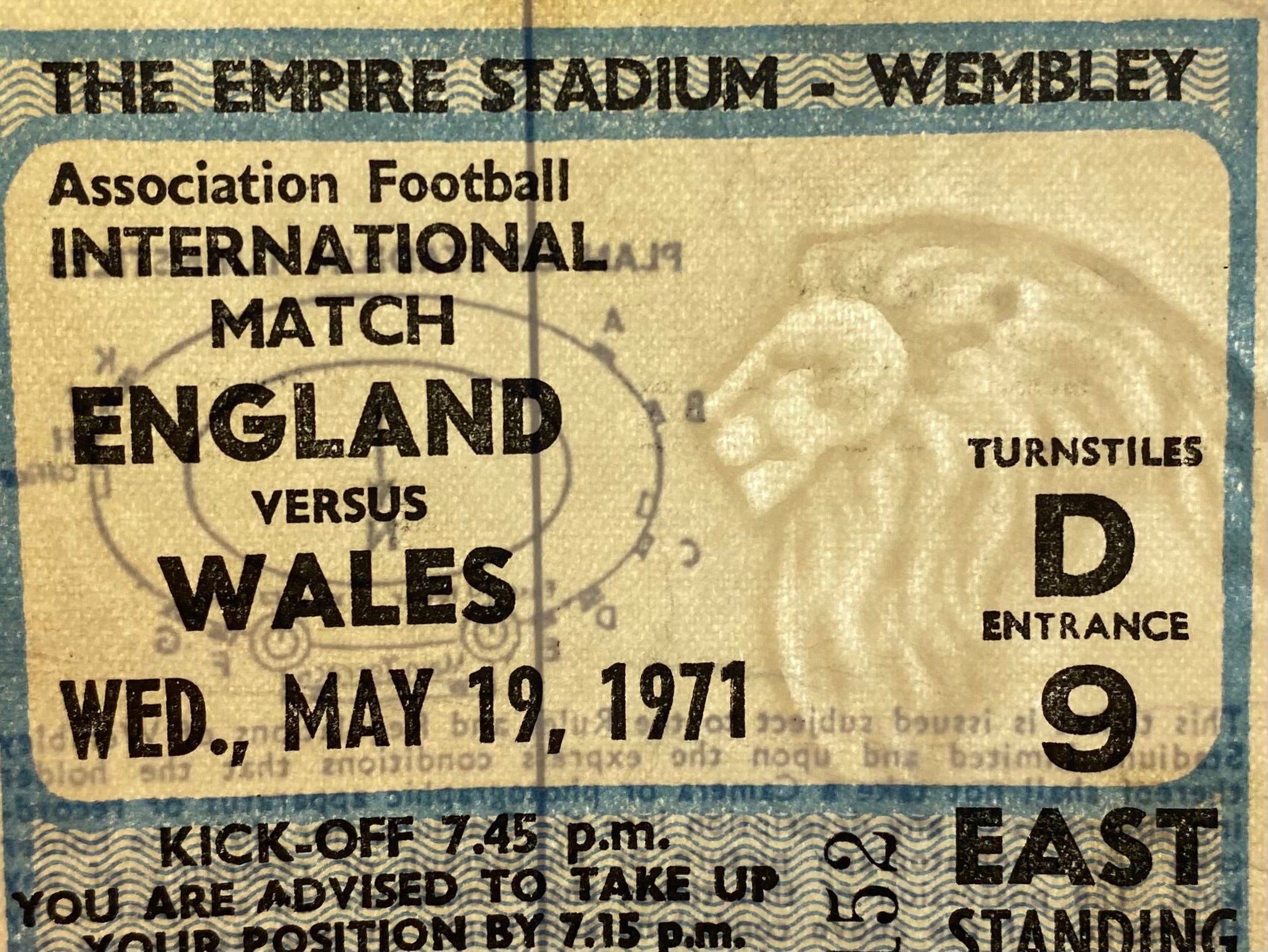 1971 ORIGINAL BRITISH HOME CHAMPIONSHIPS TICKET ENGLAND V WALES
