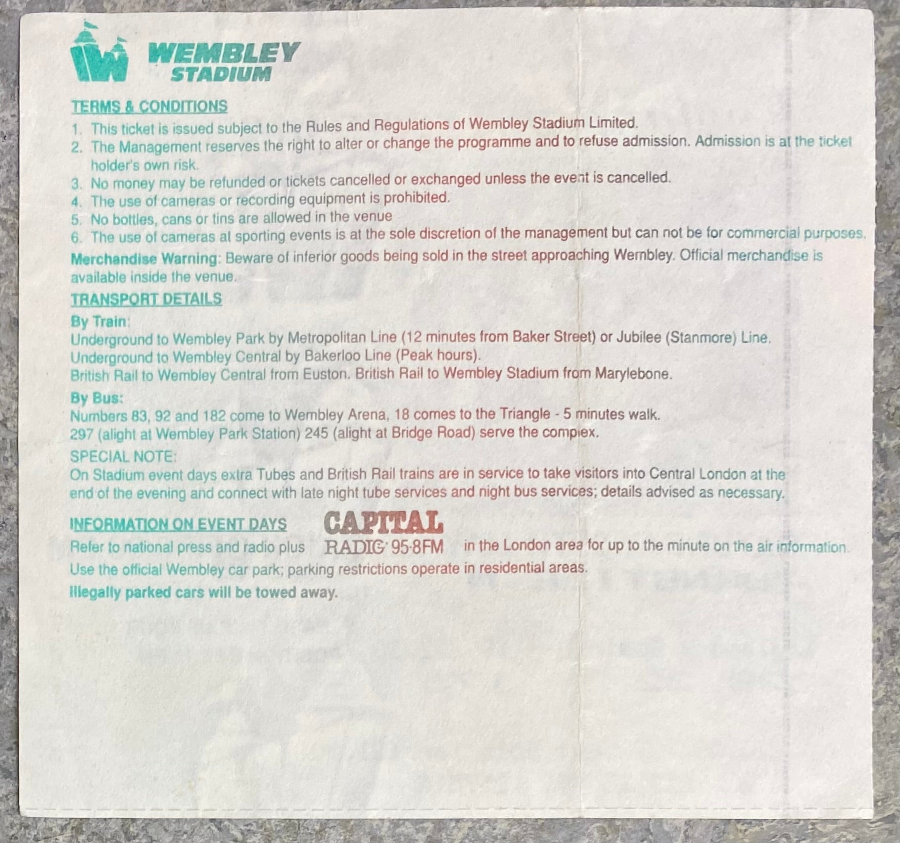 1991 ORIGINAL INTERNATIONAL TICKET ENGLAND V ARGENTINA