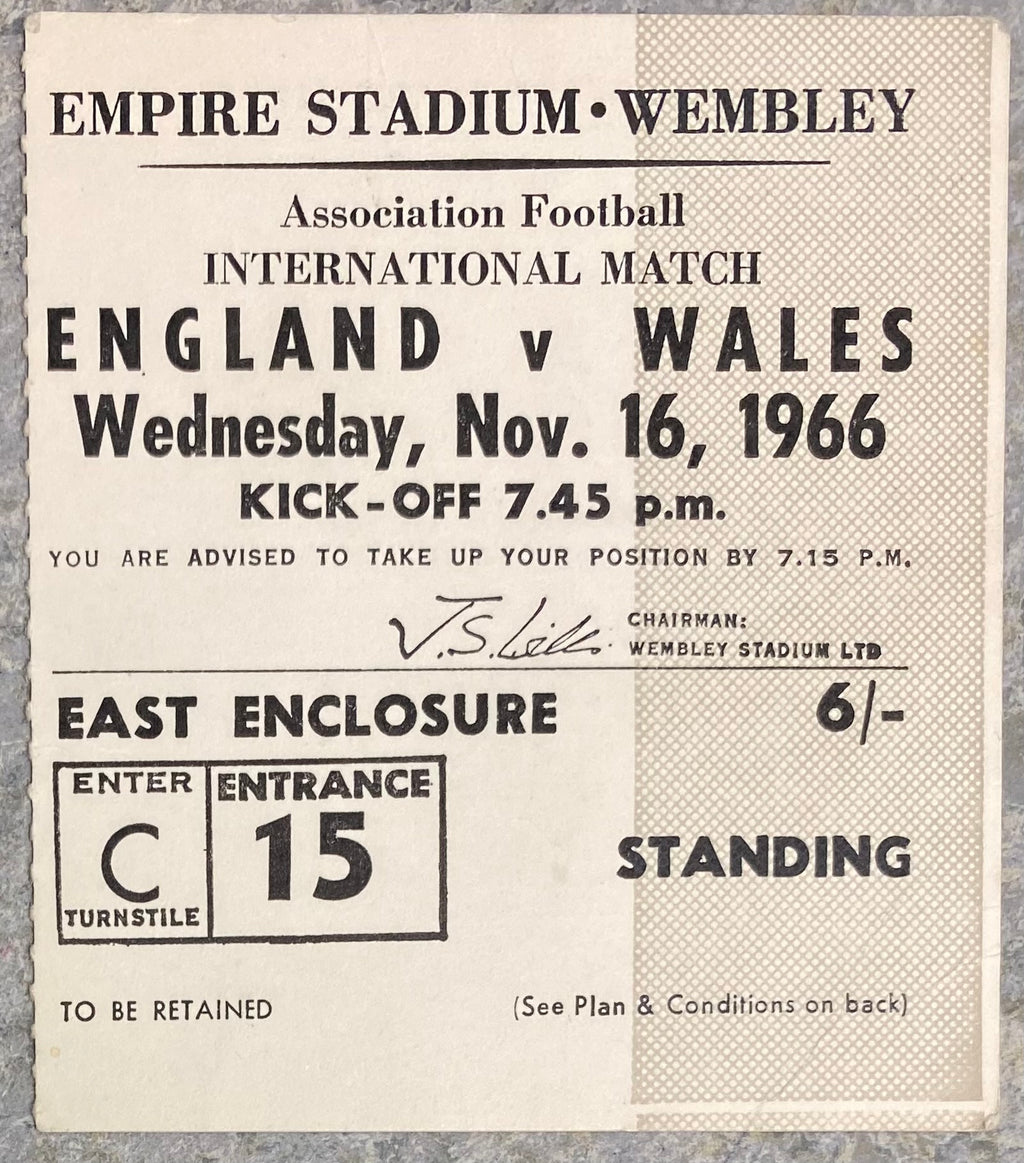 1966 ORIGINAL BRITISH HOME CHAMPIONSHIPS TICKET ENGLAND V WALES