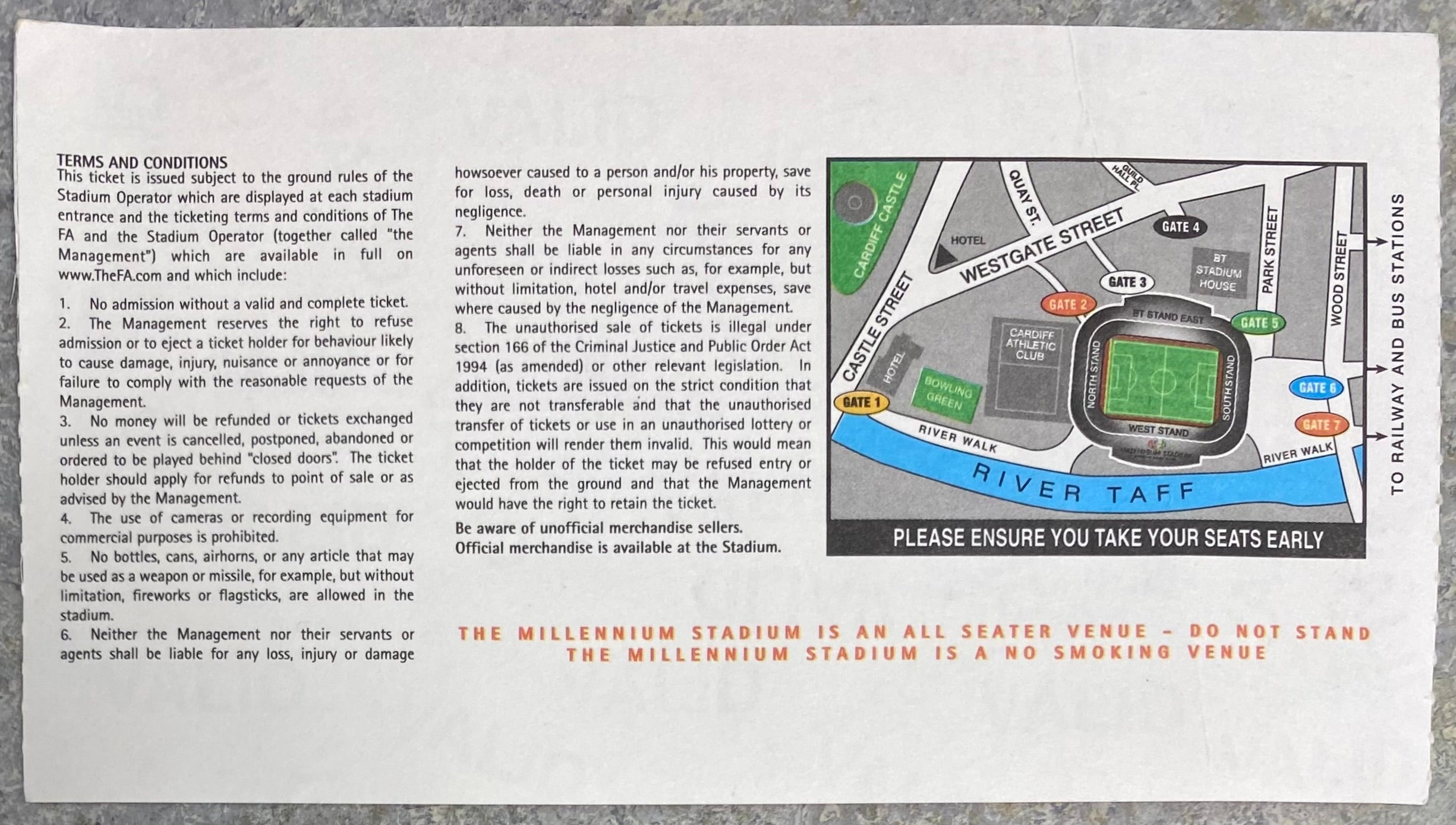 2006 ORIGINAL COMMUNITY SHIELD TICKET LIVERPOOL V CHELSEA