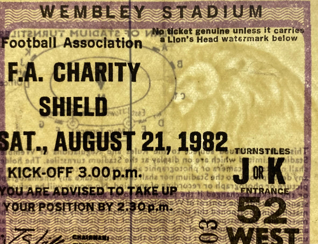 1982 ORIGINAL CHARITY SHIELD TICKET LIVERPOOL V TOTTENHAM HOTSPUR