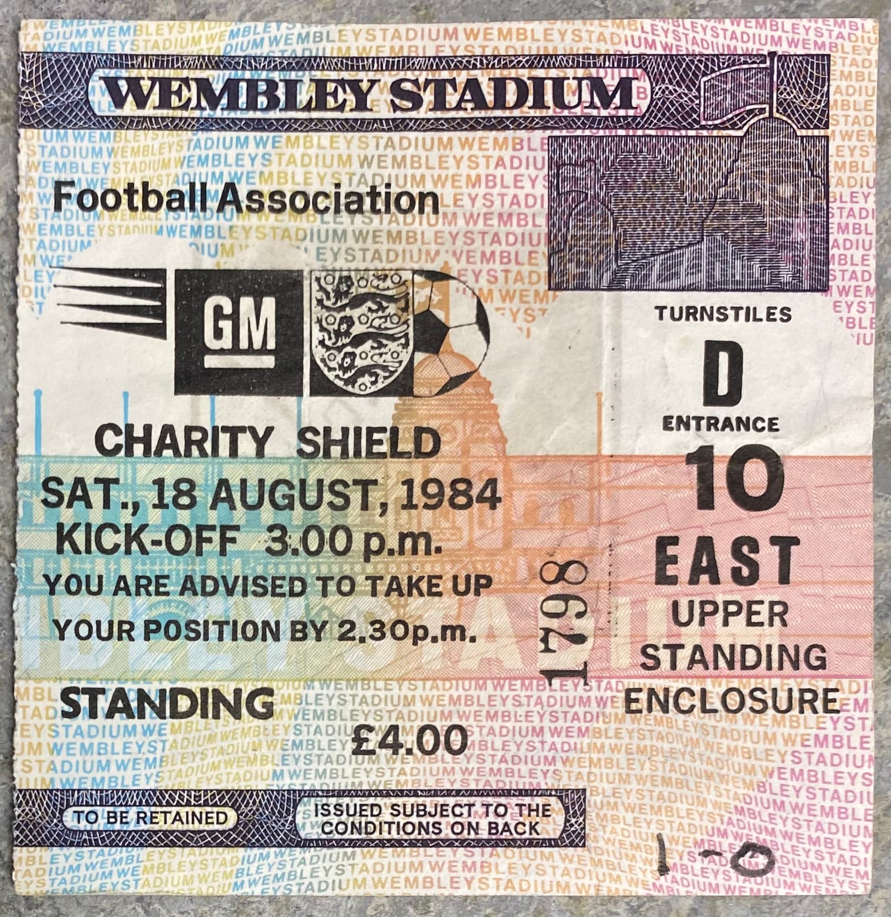 1984 ORIGINAL CHARITY SHIELD TICKET LIVERPOOL V EVERTON