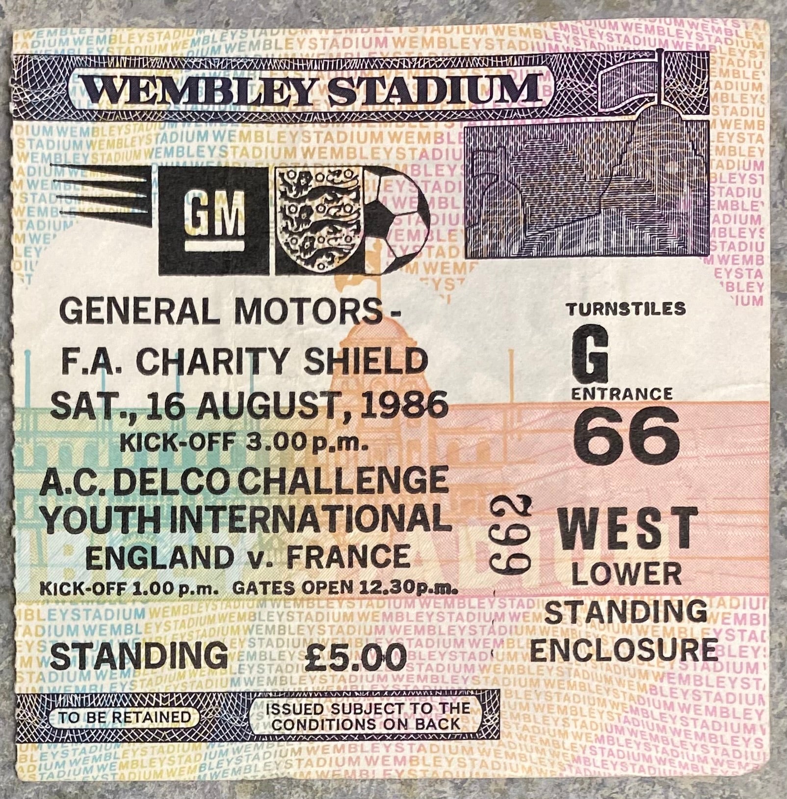 1986 ORIGINAL CHARITY SHIELD TICKET LIVERPOOL V EVERTON
