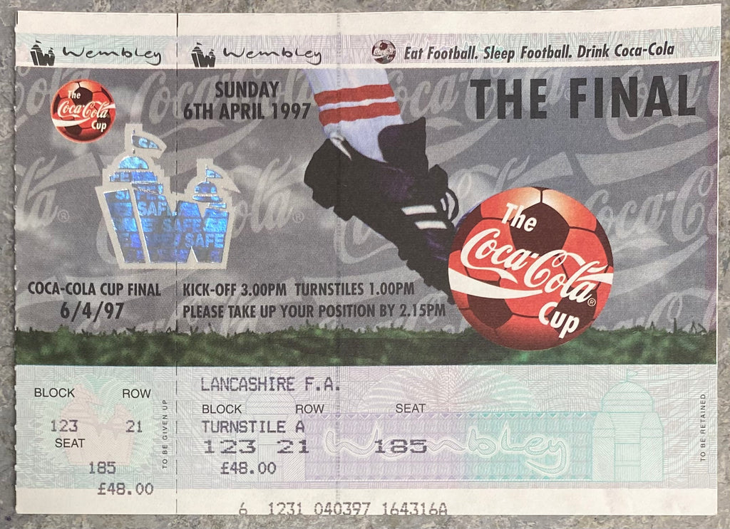 1997 ORIGINAL COCA COLA CUP FINAL UNUSED TICKET MIDDLESBROUGH V LEICESTER CITY