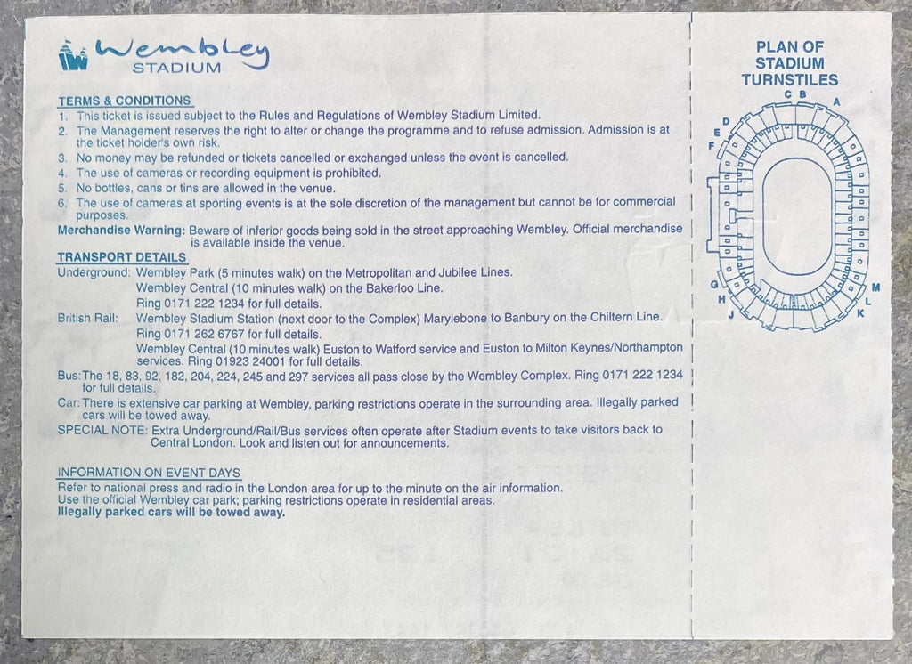1997 ORIGINAL COCA COLA CUP FINAL UNUSED TICKET MIDDLESBROUGH V LEICESTER CITY