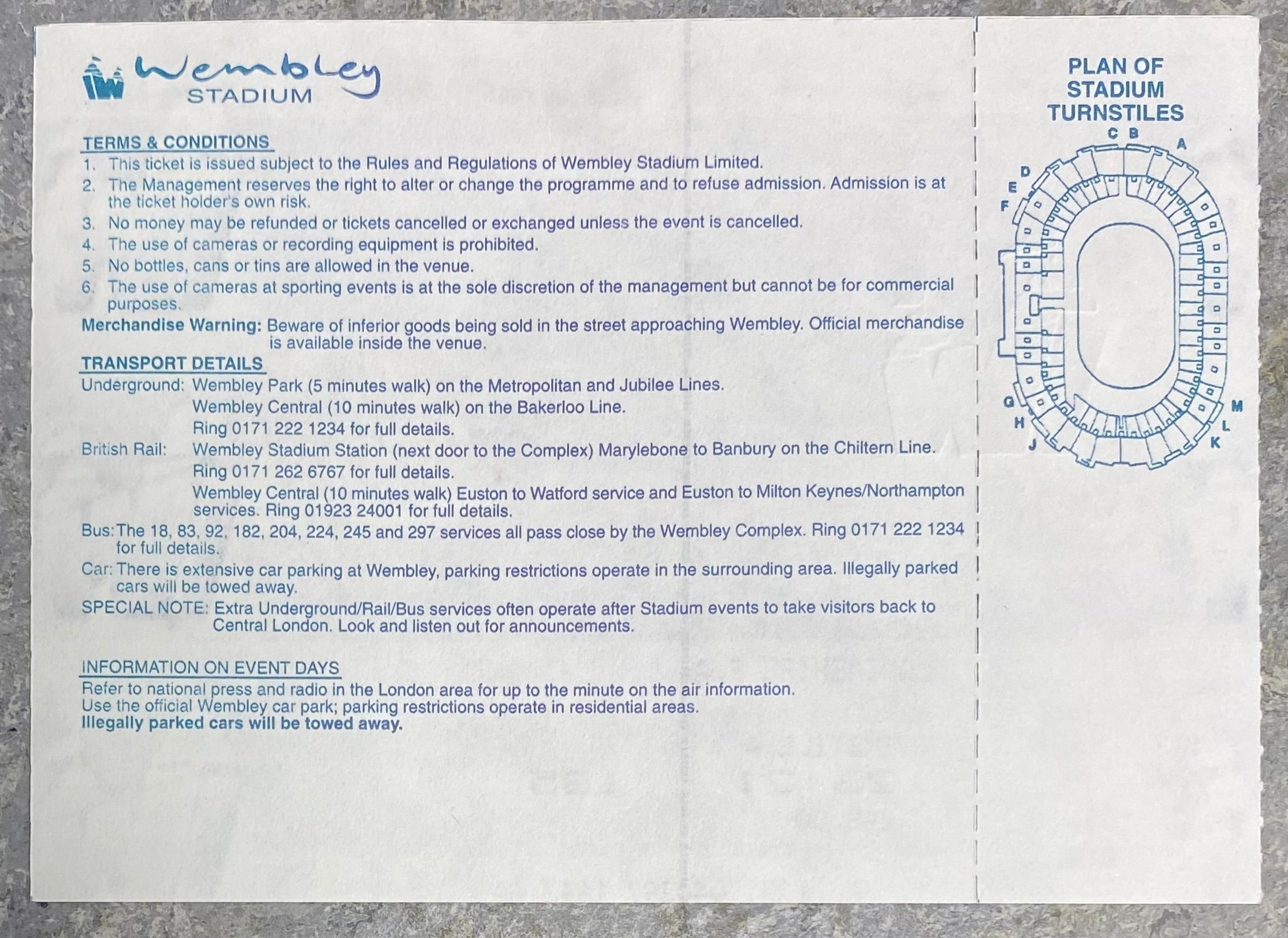 1997 ORIGINAL COCA COLA CUP FINAL UNUSED TICKET MIDDLESBROUGH V LEICESTER CITY