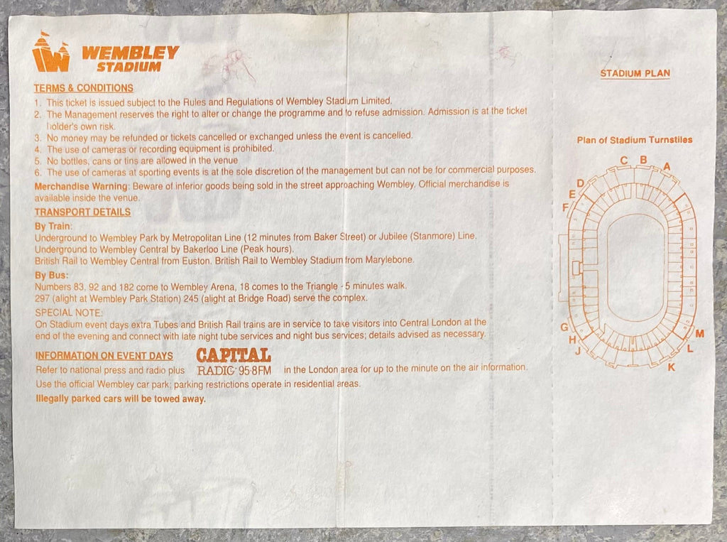 1991 ORIGINAL CHARITY SHIELD UNUSED TICKET ARSENAL V TOTTENHAM HOTSPUR