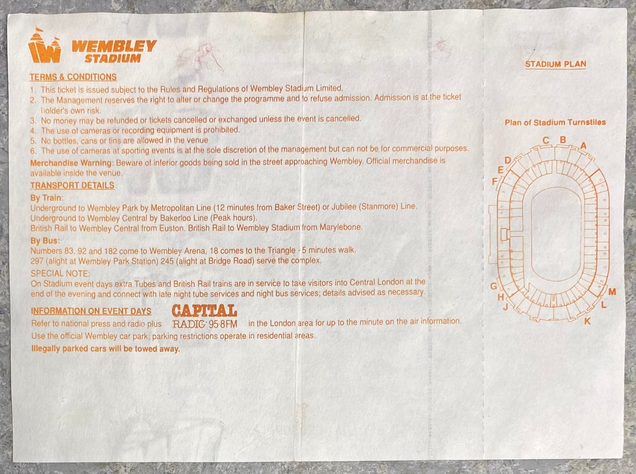 1991 ORIGINAL CHARITY SHIELD UNUSED TICKET ARSENAL V TOTTENHAM HOTSPUR