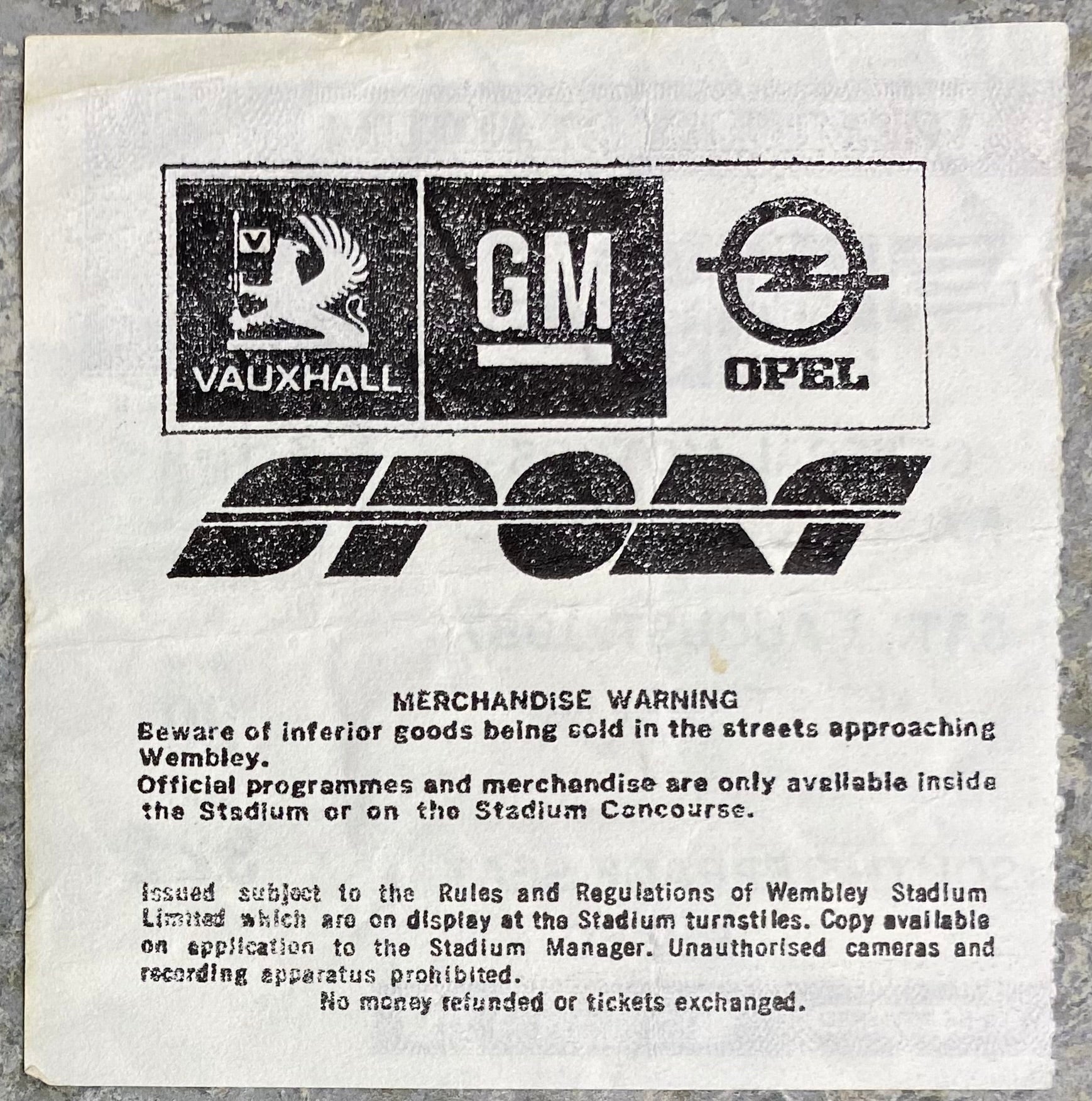 1987 ORIGINAL CHARITY SHIELD TICKET COVENTRY CITY V EVERTON