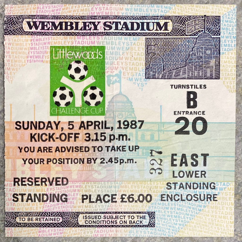 1987 ORIGINAL LITTLEWOODS CUP FINAL TICKET LIVERPOOL V ARSENAL