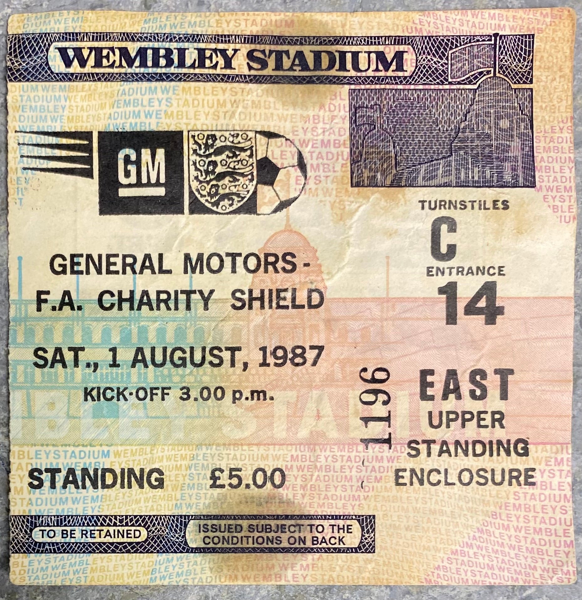 1987 ORIGINAL CHARITY SHIELD TICKET COVENTRY CITY V EVERTON
