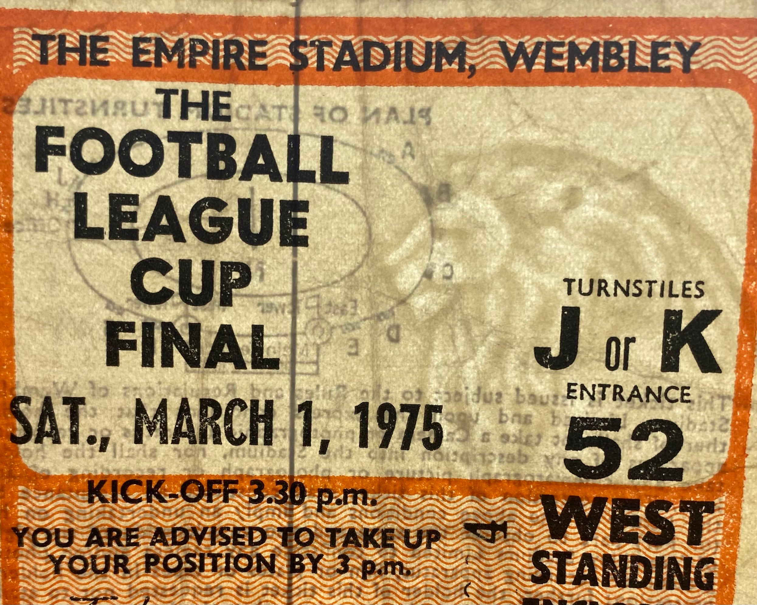 1975 ORIGINAL LEAGUE CUP FINAL TICKET ASTON VILLA V NORWICH CITY