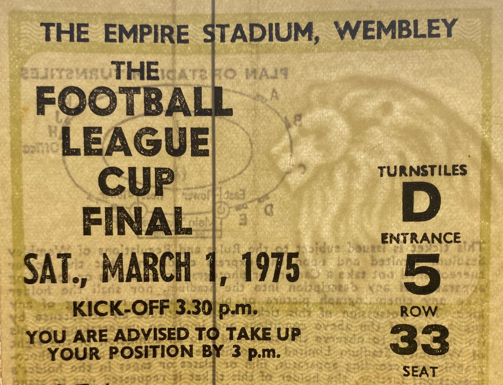 1975 ORIGINAL LEAGUE CUP FINAL TICKET ASTON VILLA V NORWICH CITY