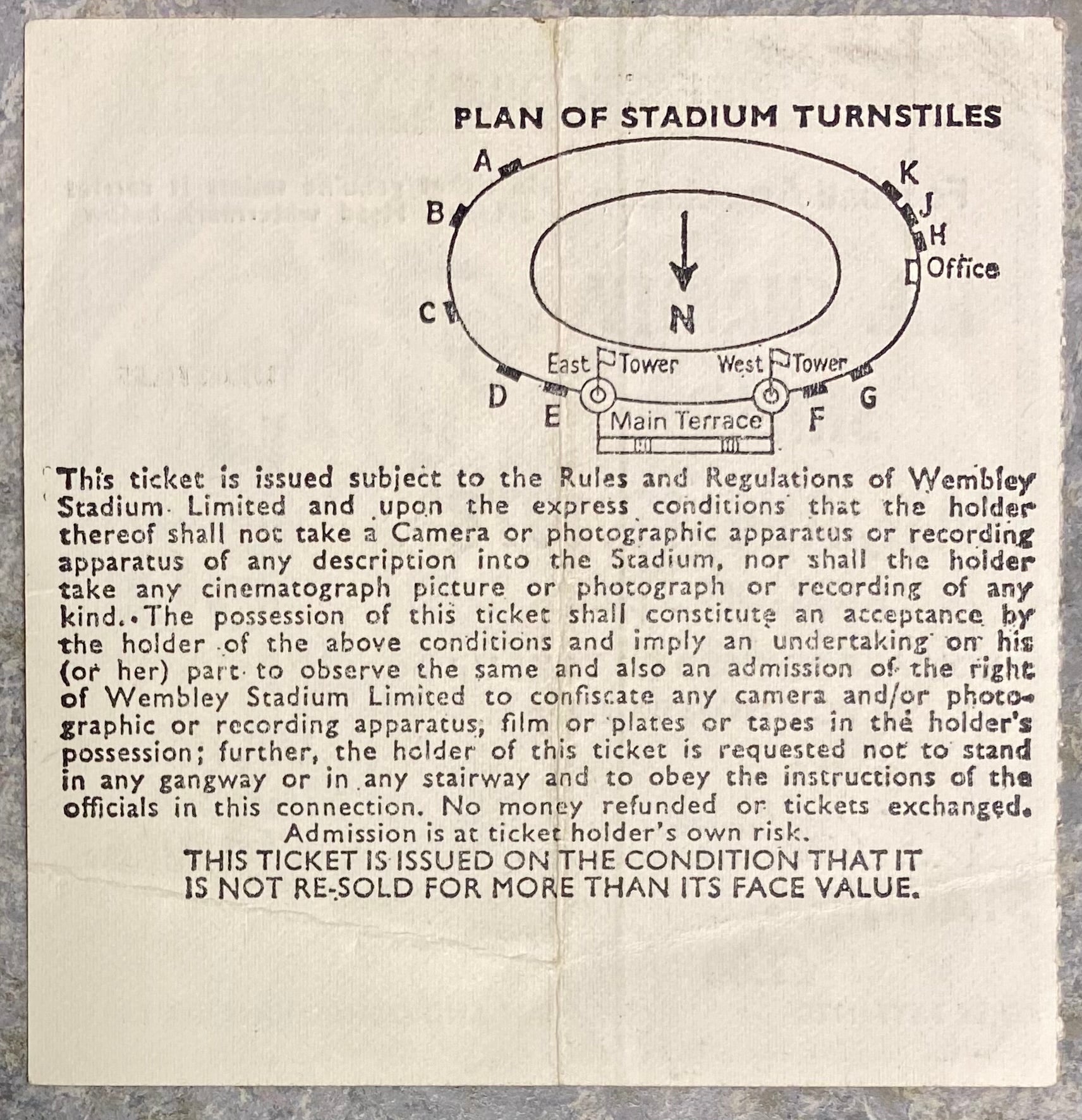 1978 ORIGINAL CHARITY SHIELD TICKET IPSWICH TOWN V NOTTINGHAM FOREST