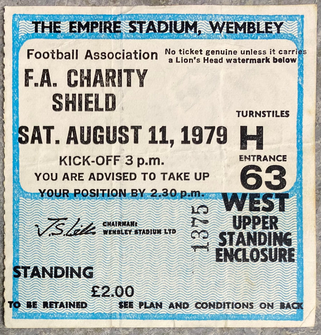 1979 ORIGINAL CHARITY SHIELD TICKET LIVERPOOL V ARSENAL