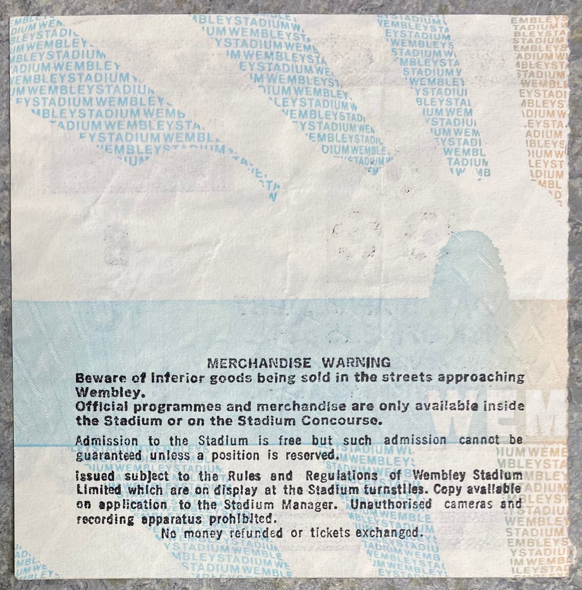 1987 ORIGINAL LITTLEWOODS CUP FINAL TICKET LIVERPOOL V ARSENAL