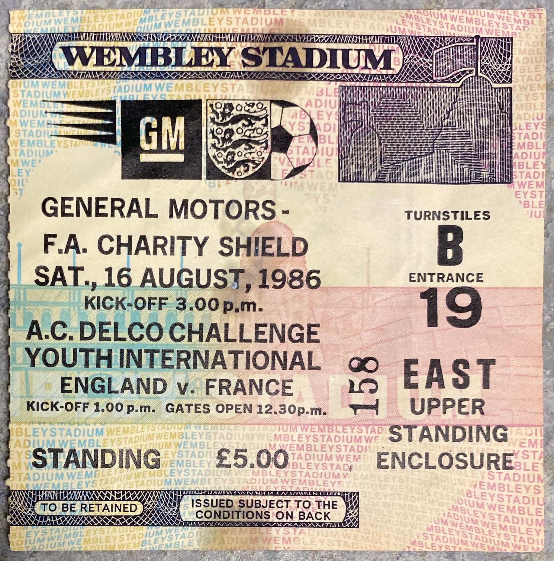 1986 ORIGINAL CHARITY SHIELD TICKET LIVERPOOL V EVERTON