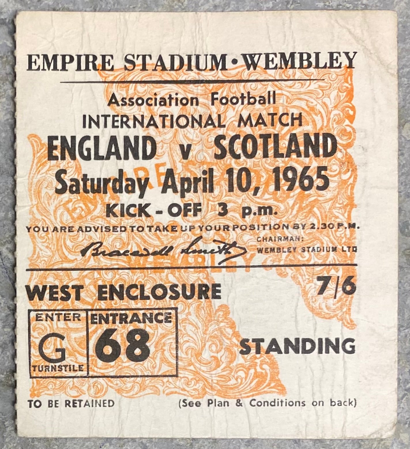 1965 ORIGINAL BRITISH HOME CHAMPIONSHIPS TICKET ENGLAND V SCOTLAND