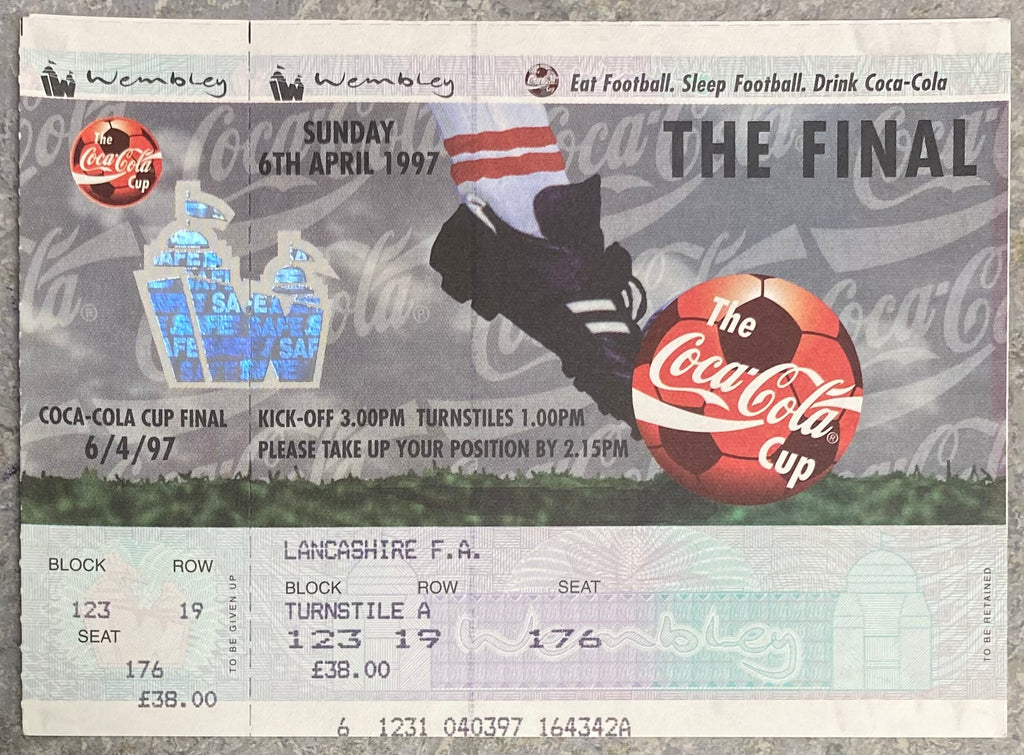 1997 ORIGINAL COCA COLA CUP FINAL UNUSED TICKET MIDDLESBROUGH V LEICESTER CITY
