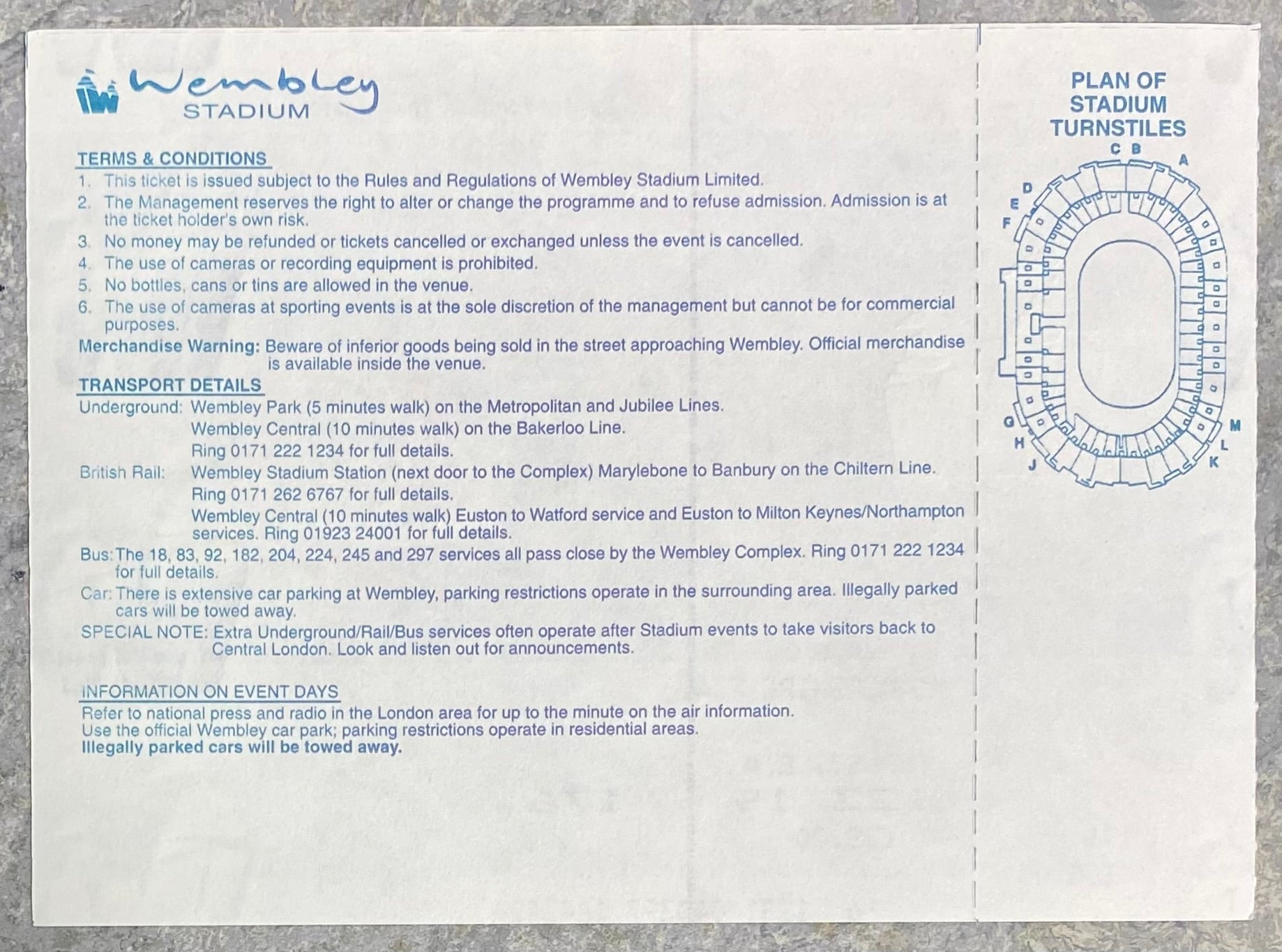 1997 ORIGINAL COCA COLA CUP FINAL UNUSED TICKET MIDDLESBROUGH V LEICESTER CITY