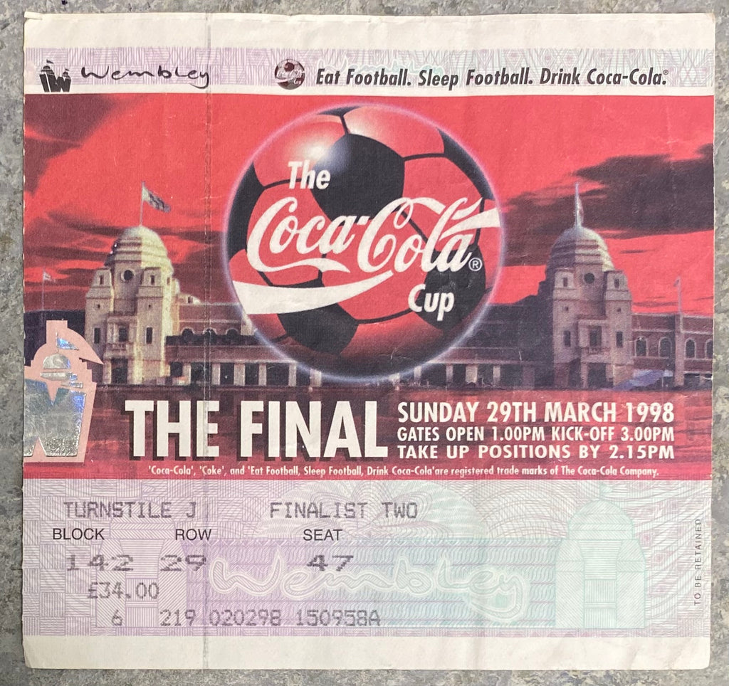 1998 ORIGINAL COCA COLA CUP FINAL TICKET CHELSEA V MIDDLESBROUGH