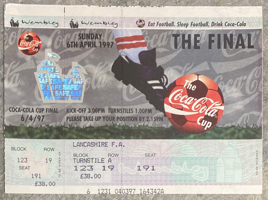 1997 ORIGINAL COCA COLA CUP FINAL UNUSED TICKET MIDDLESBROUGH V LEICESTER CITY