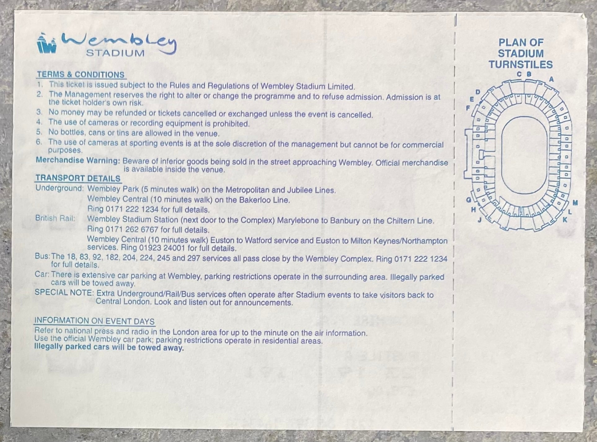 1997 ORIGINAL COCA COLA CUP FINAL UNUSED TICKET MIDDLESBROUGH V LEICESTER CITY