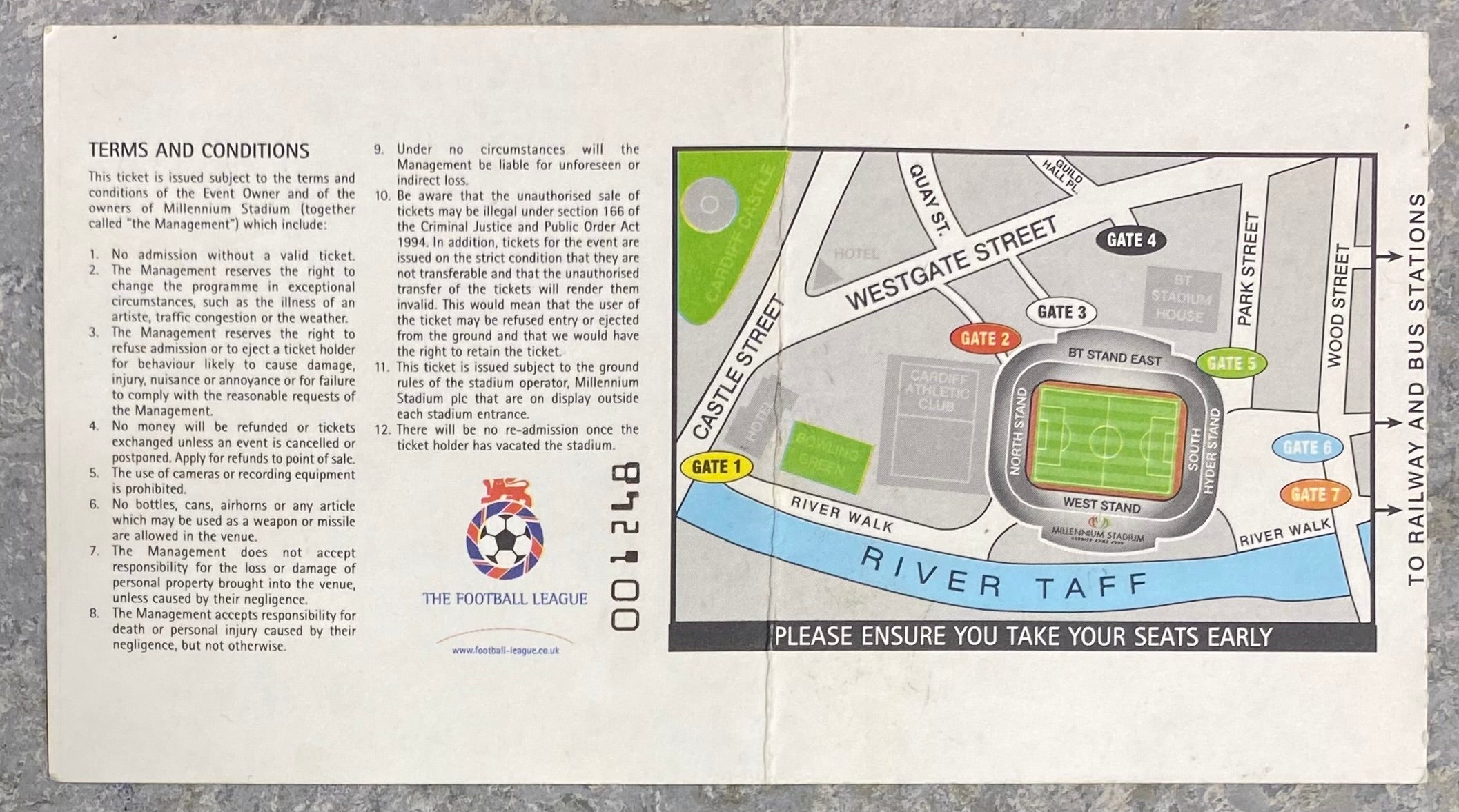 2002 ORIGINAL WORTHINGTON CUP FINAL TICKET BLACKBURN ROVERS V TOTTENHAM HOTSPUR @ CARDIFF