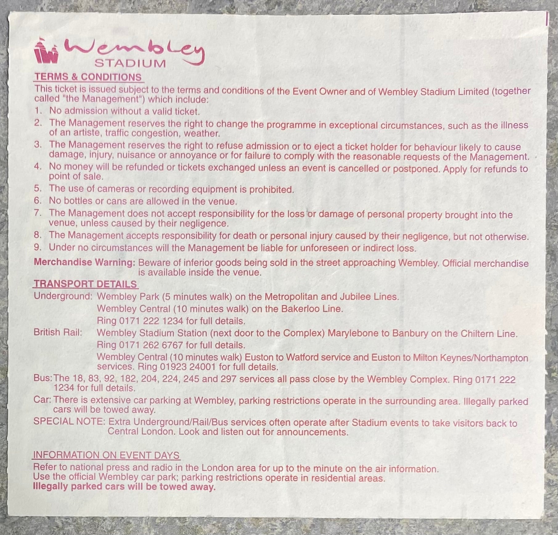 1999 ORIGINAL WORTHINGTON CUP FINAL TICKET LEICESTER CITY V TOTTENHAM HOTSPUR