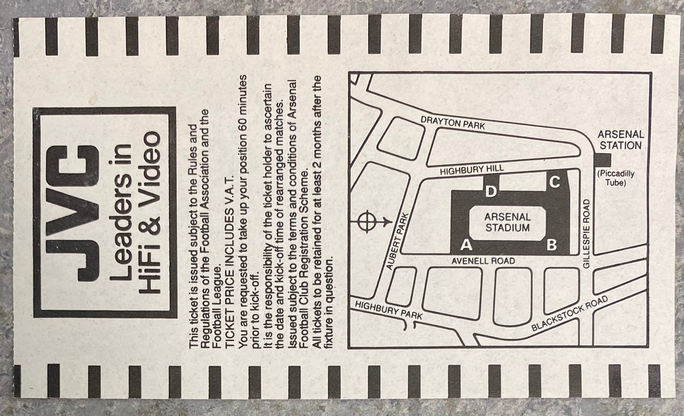1992/93  ORIGINAL PREMIER LEAGUE TICKET ARSENAL V NORWICH CITY