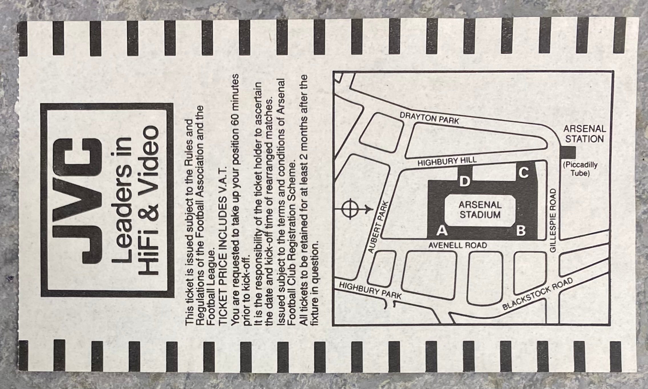 1992/93  ORIGINAL PREMIER LEAGUE TICKET ARSENAL V CHELSEA