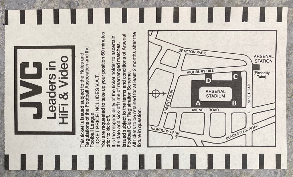 1992/93  ORIGINAL PREMIER LEAGUE TICKET ARSENAL V SHEFFIELD WEDNESDAY