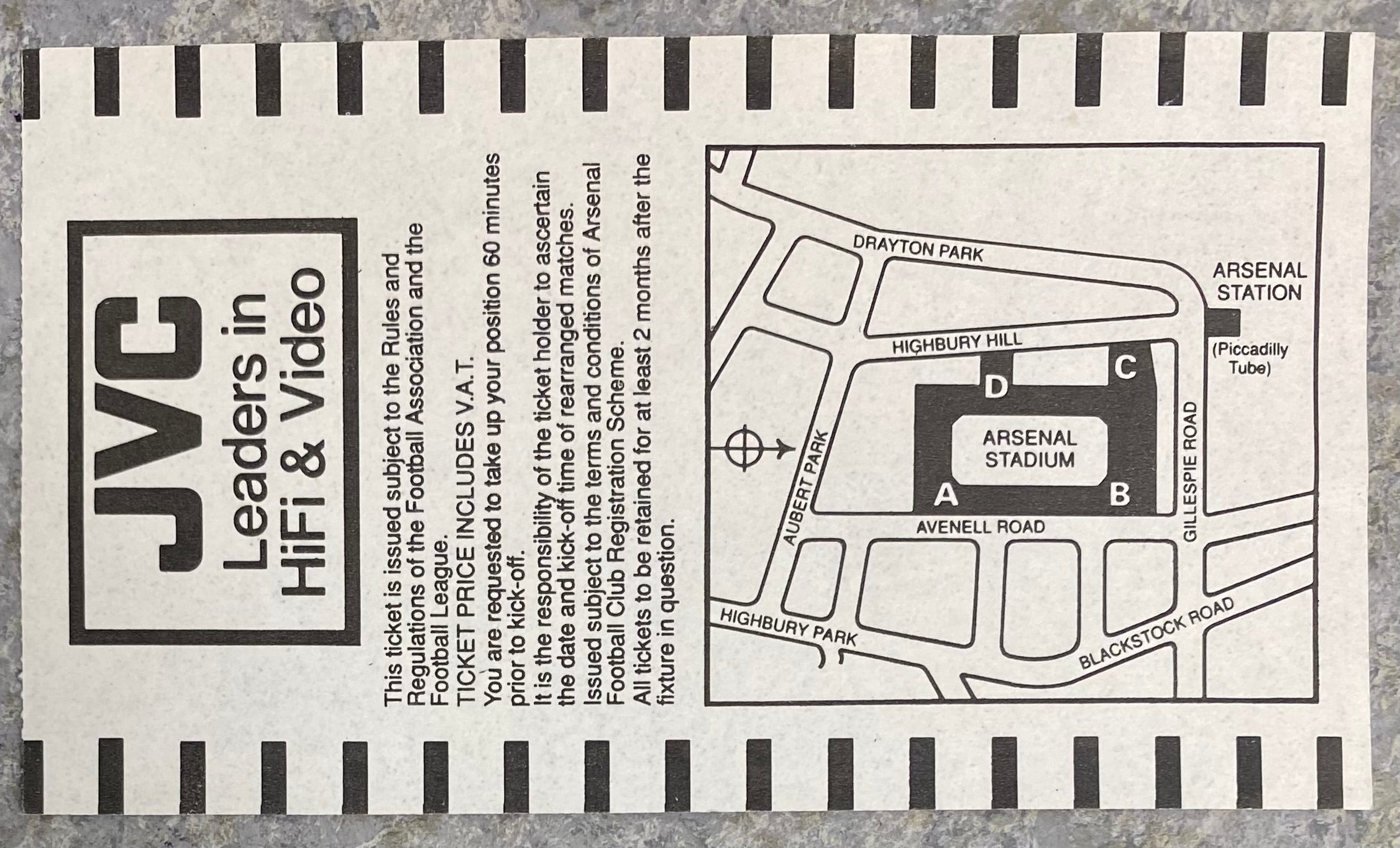 1992/93  ORIGINAL PREMIER LEAGUE TICKET ARSENAL V SHEFFIELD WEDNESDAY