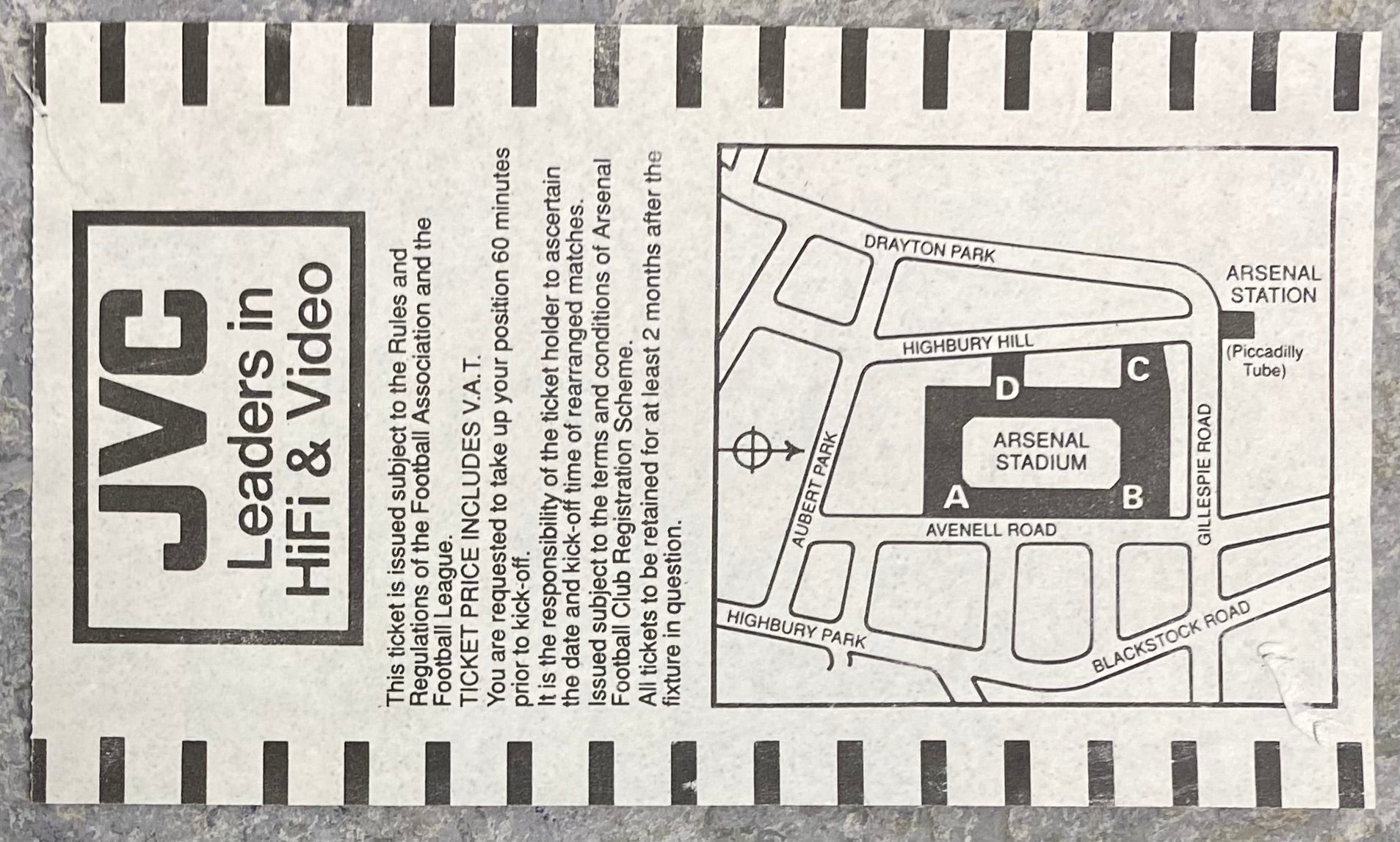 1992/93  ORIGINAL PREMIER LEAGUE TICKET ARSENAL V SOUTHAMPTON