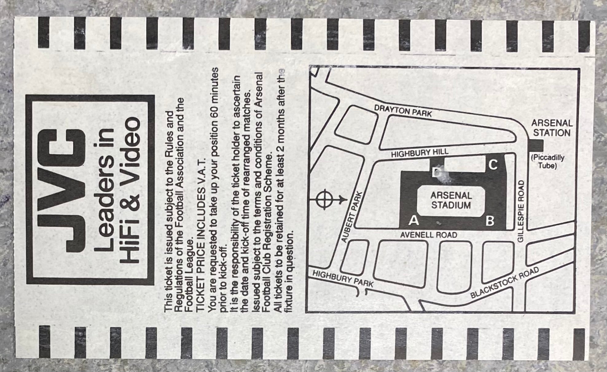 1992/93  ORIGINAL PREMIER LEAGUE TICKET ARSENAL V SHEFFIELD UNITED