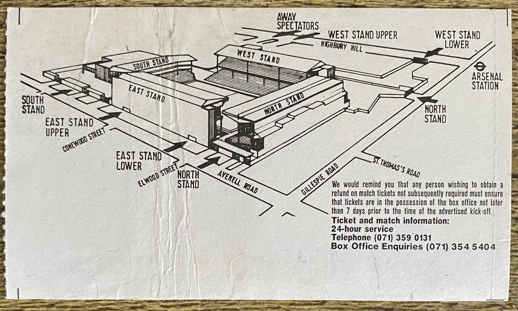 1993/94 ORIGINAL EUROPEAN CUP WINNERS CUP SEMI FINAL 2ND LEG TICKET ARSENAL V PARIS ST GERMAIN